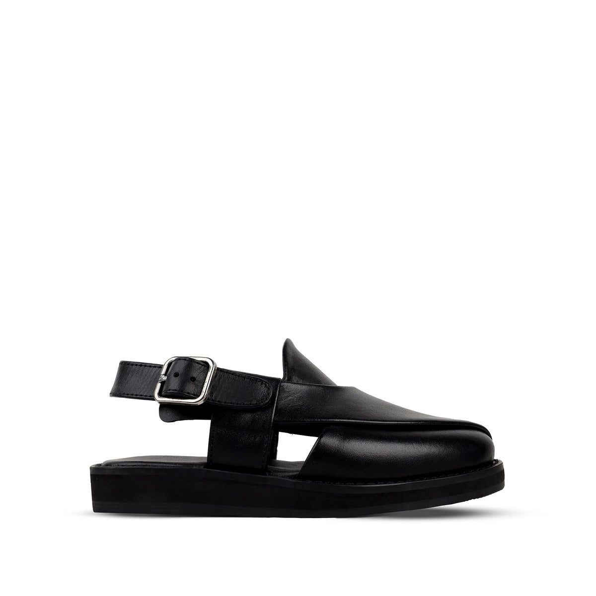 Evan - Children’s Black Calf Leather Sandal