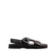 Damian - Men's Black Crocodile Printed Leather Sandal