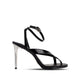 Nora - Women's Black Crocodile Print Strapped 90mm Heels