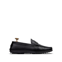 Knox - Men's Black Python Textured Calf Leather Driver Shoe