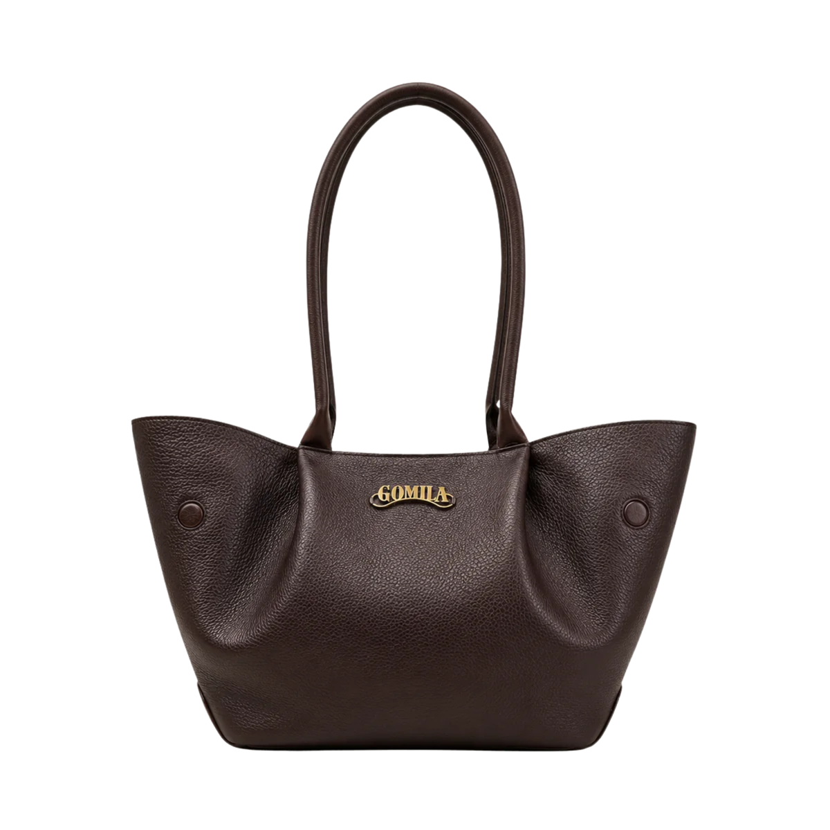 Avira - Dark Brown Pebble Grain Leather Hand Bag