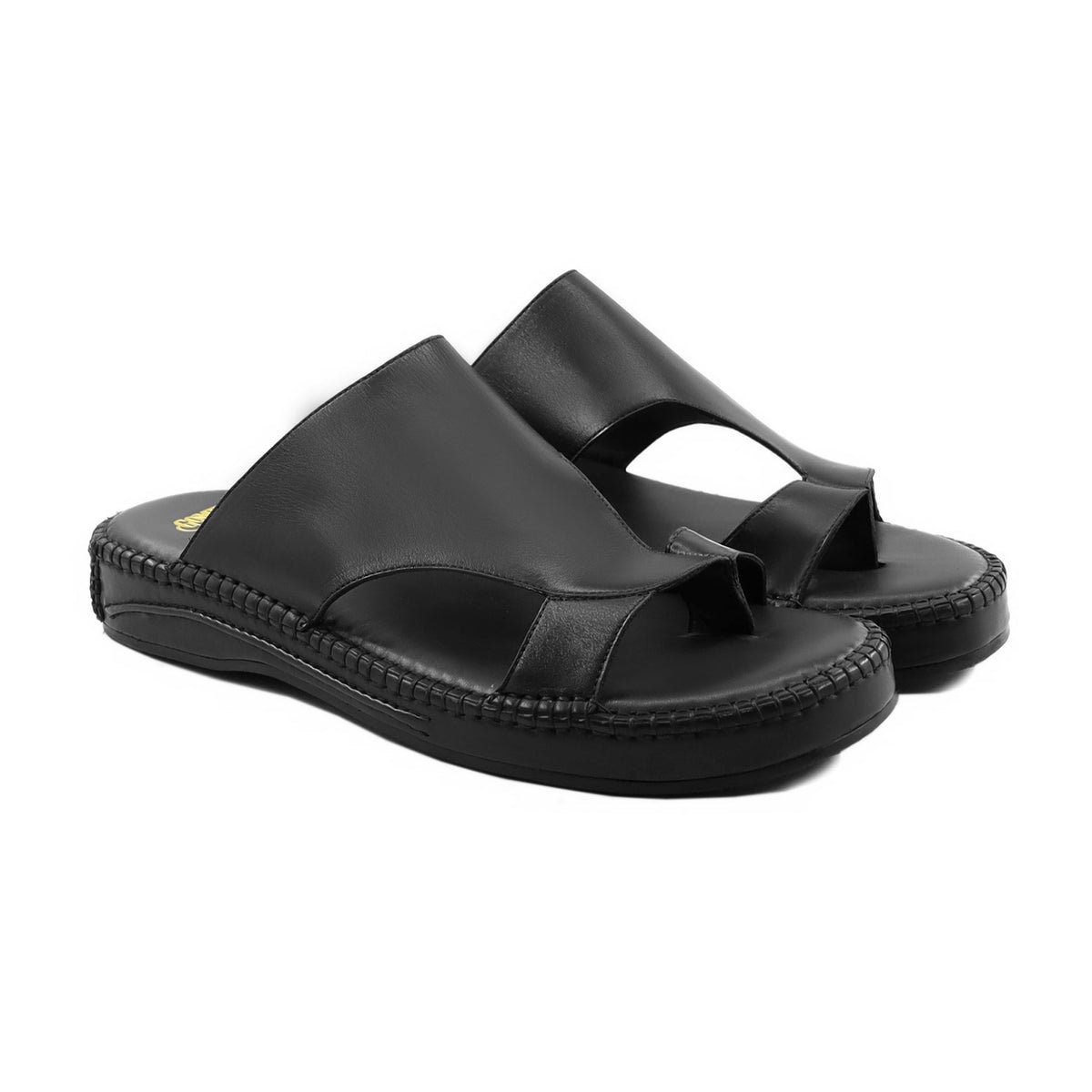 Tatsuya - Men's Black Calf Leather Slipper