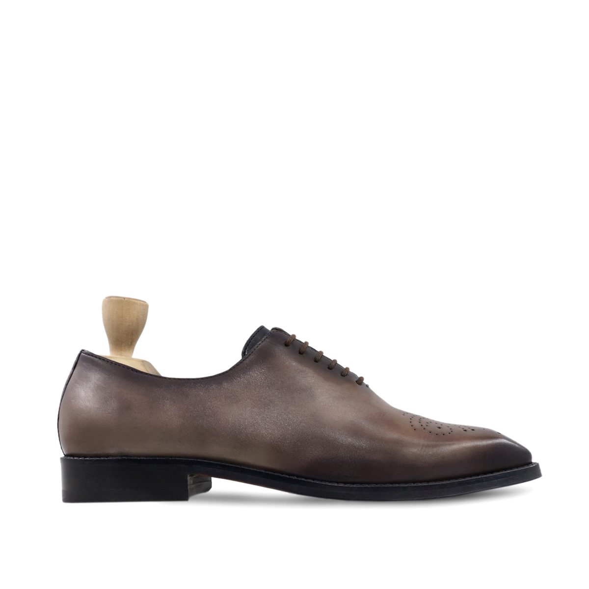 Nikol - Men's Burnished Black Berry Calf Leather Wholecut Shoe
