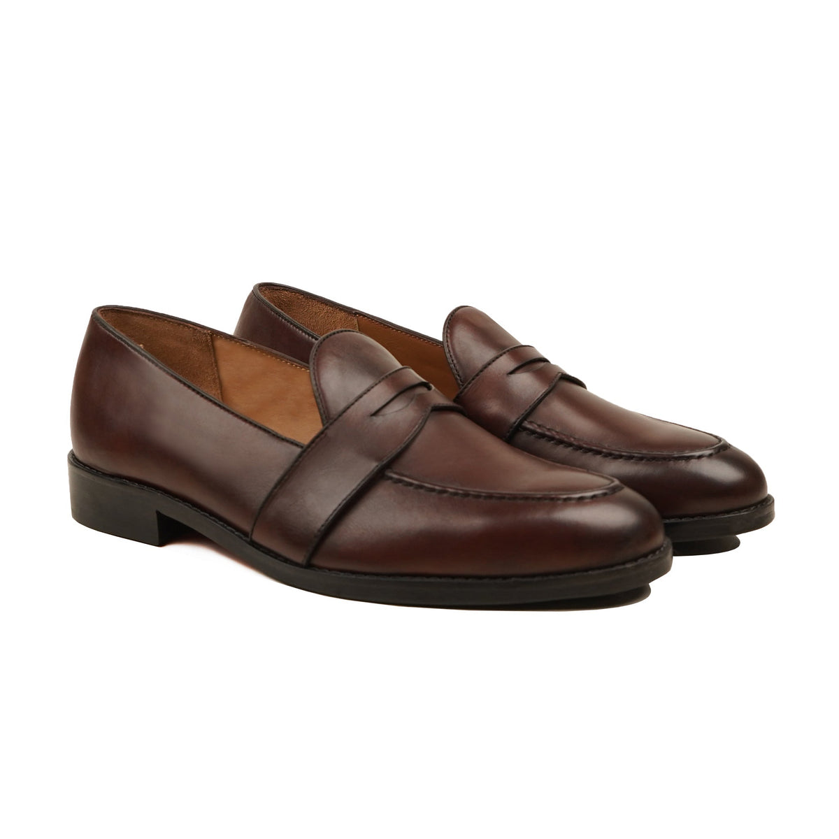 Okazaki - Men's Reddish Brown Calf Leather Loafer