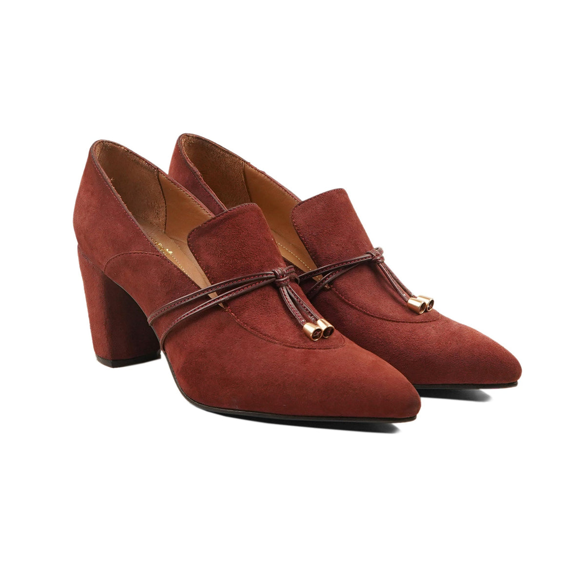 Burbank - Ladies Oxblood Kid Suede 70mm Heels