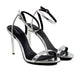 Emilia - Women's Silver Grey High Shine Strapped 90mm Heels
