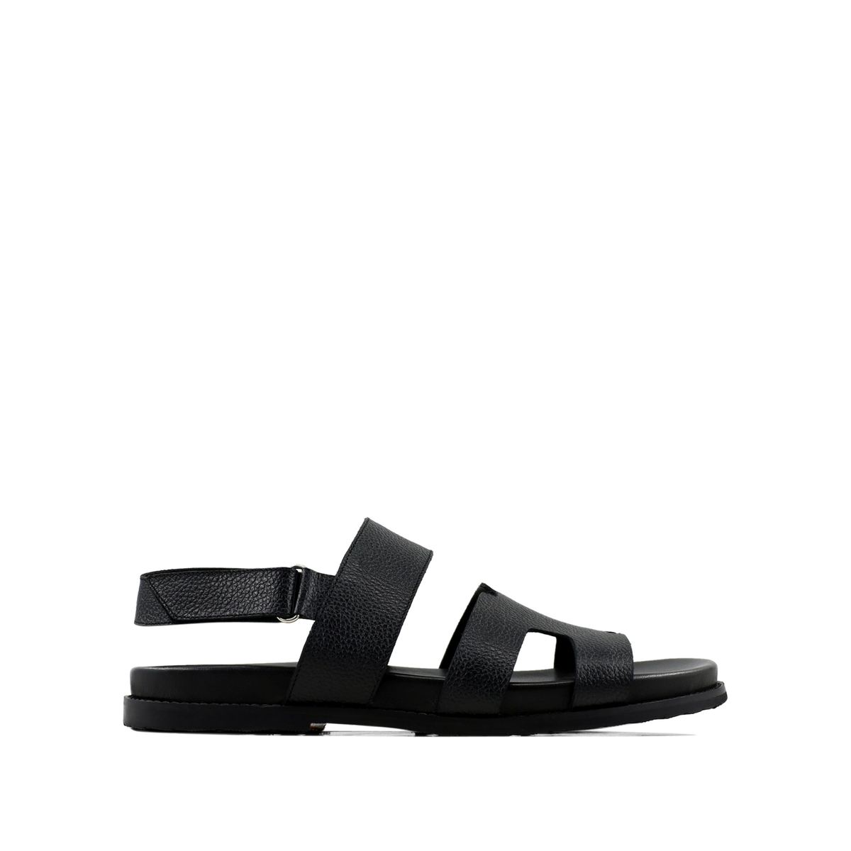 Reeve- Men's Black Pebble Grain Leather Sandal