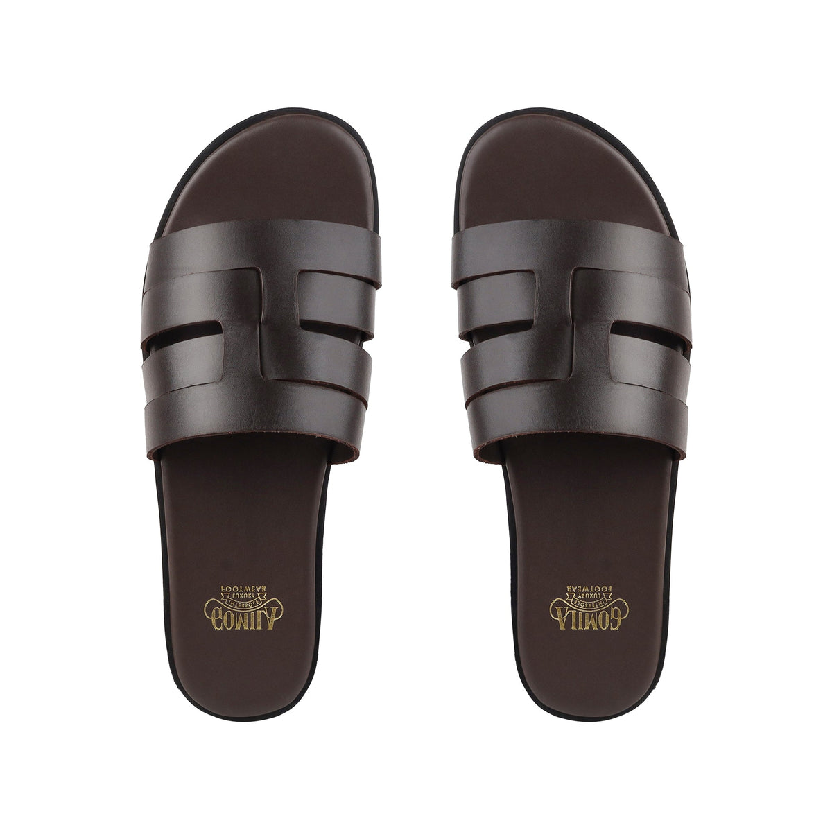 Federico - Men's Dark Brown Calf Leather Slippers