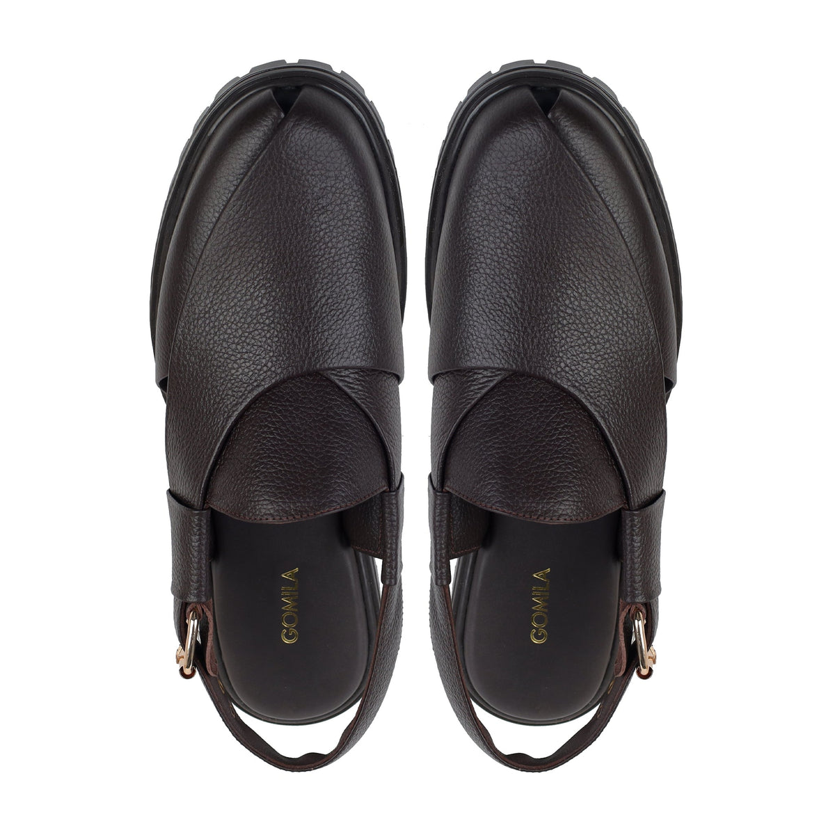 Nexar - Men's Dark Brown Pebble Grain Leather Sandal