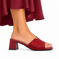Isabel  - Women's Red Hand Set Crystals 50mm Heels