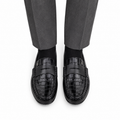 Giles - Men's Black Crocodile Textured & Calf Leather Driver