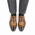 Peter - Men's Tan Crocodile Leather Goodyear Welted Wholecut