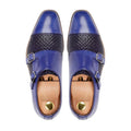 Alingsas - Men's Blue Hand Woven Calf Leather Double Monkstrap