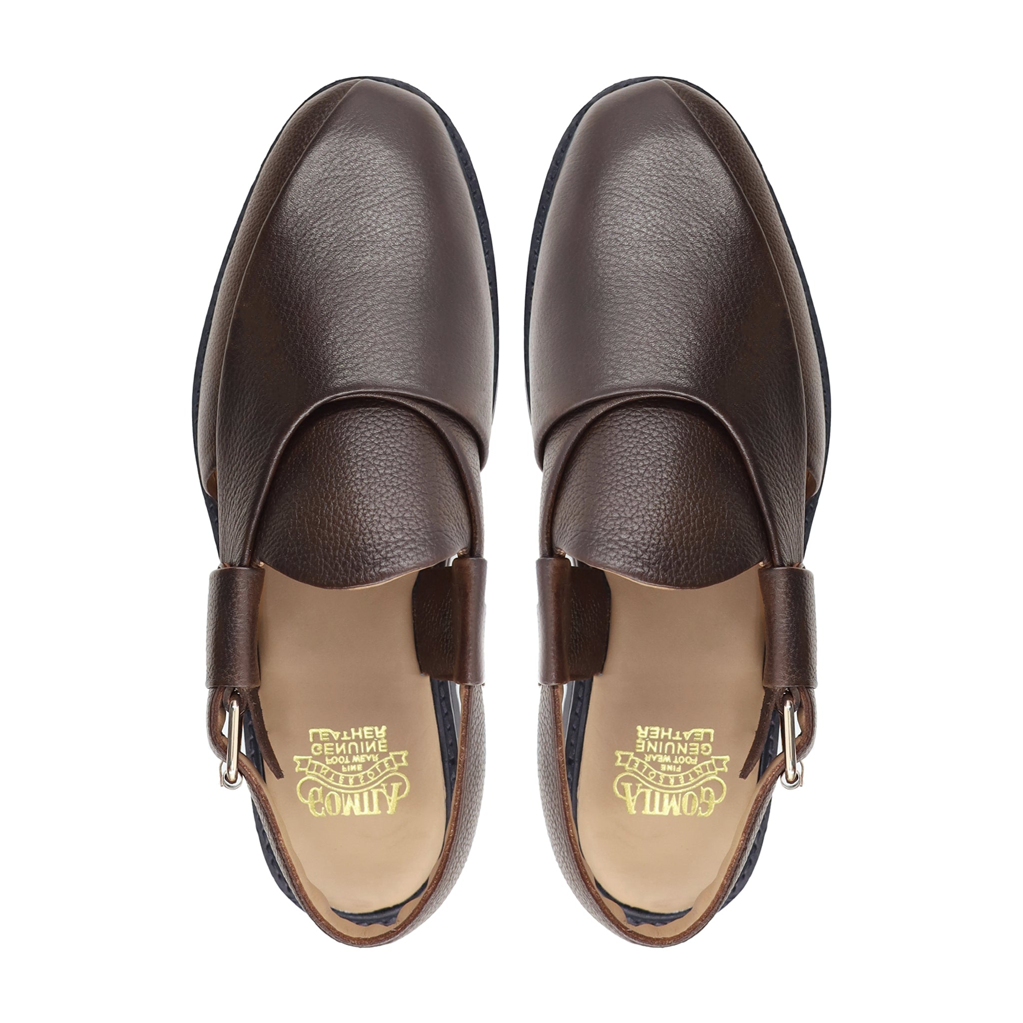 Leuven - Men's Dark Brown Pebble Grain Leather Sandal