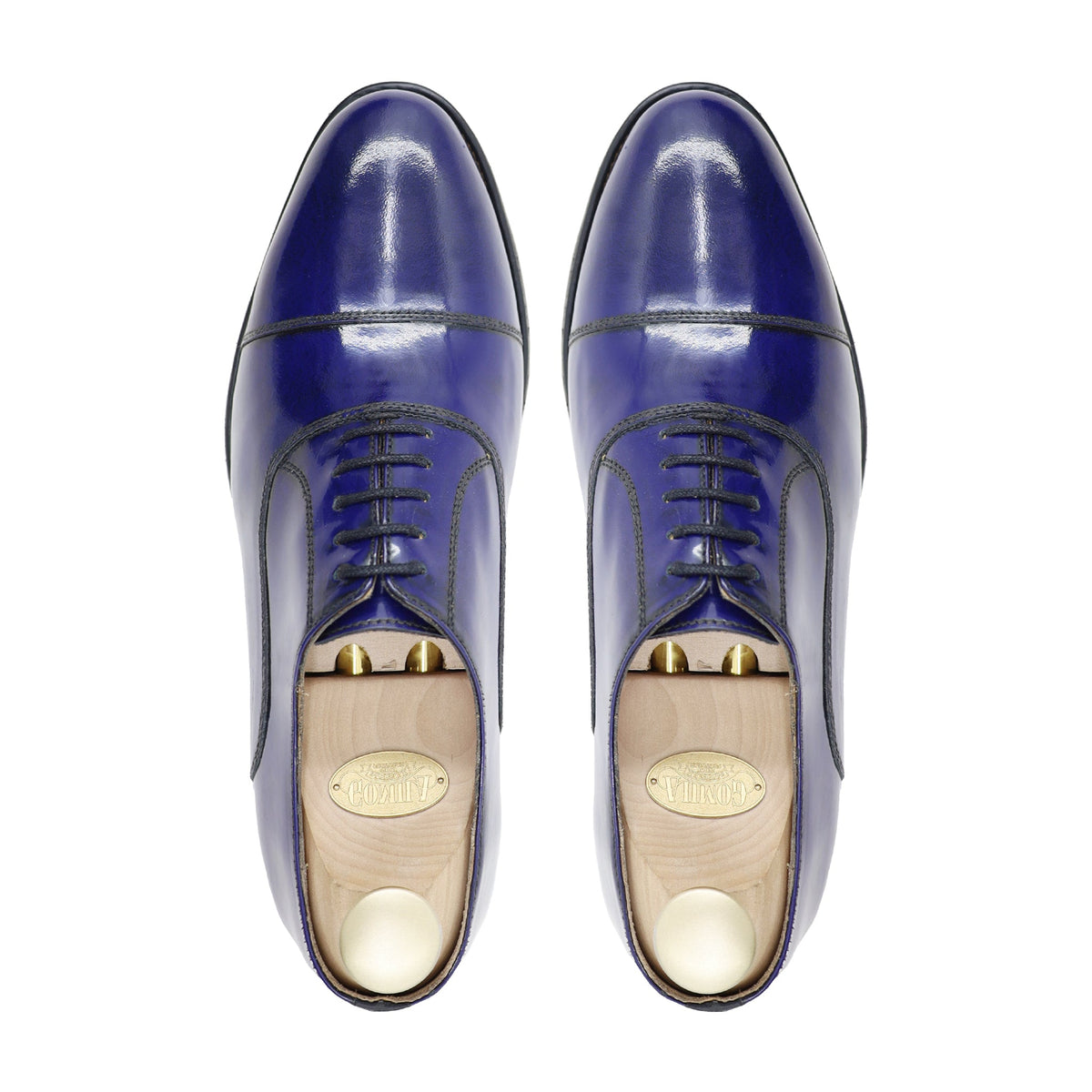 Badden - Men's Burnished Blue Box Leather High Shine Oxford Shoe