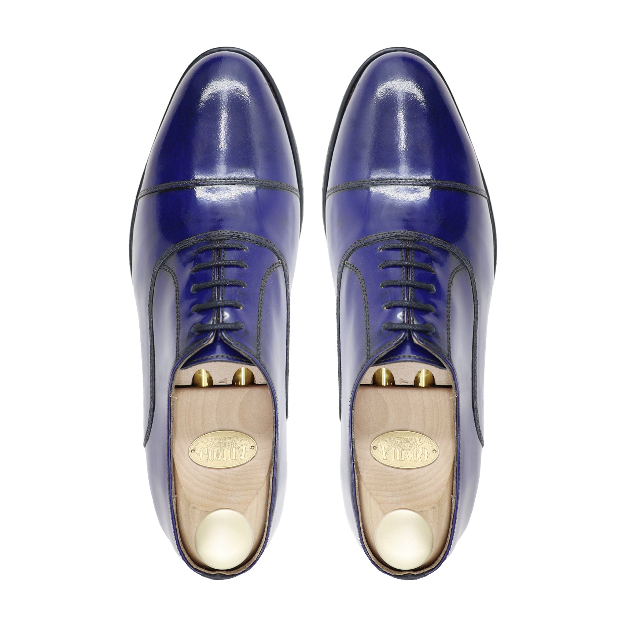 Badden - Men's Burnished Blue Box Leather High Shine Oxford Shoe