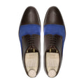 Rusal - Men's Dark Brown Calf and Light Blue Kid Suede Derby Shoe
