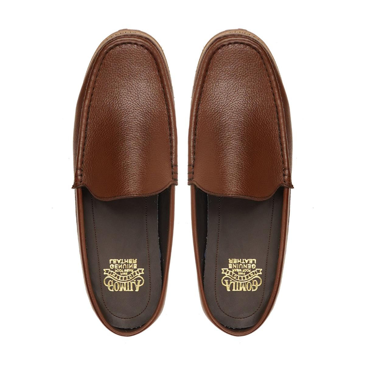 Retro - Men's Brown Pebble Grain Leather Slipper