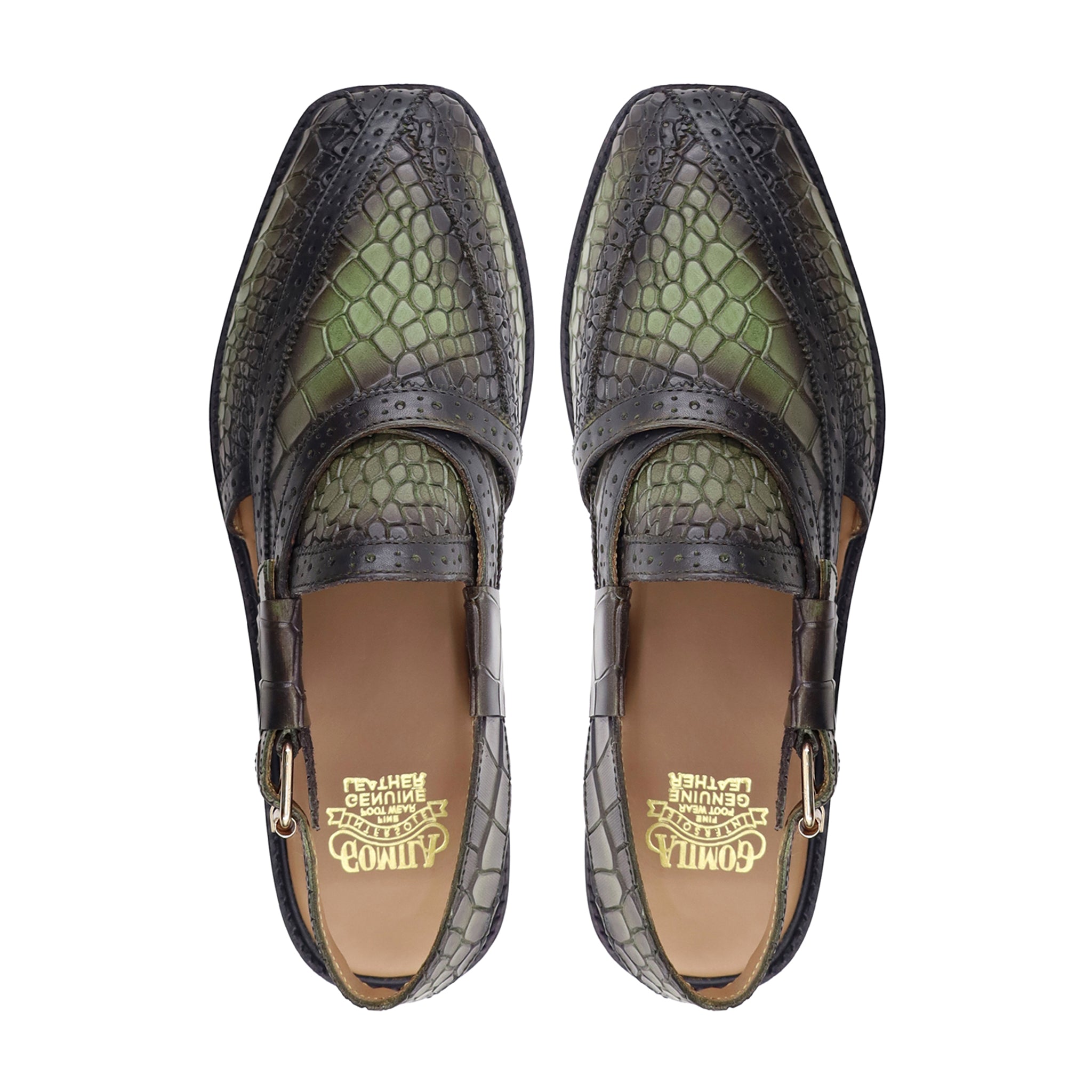 Charleroi - Men's Burnished Olive Green Calf Leather Sandal