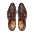 Bihar - Men's Reddish Brown Hand Woven Calf Leather Double Monkstrap