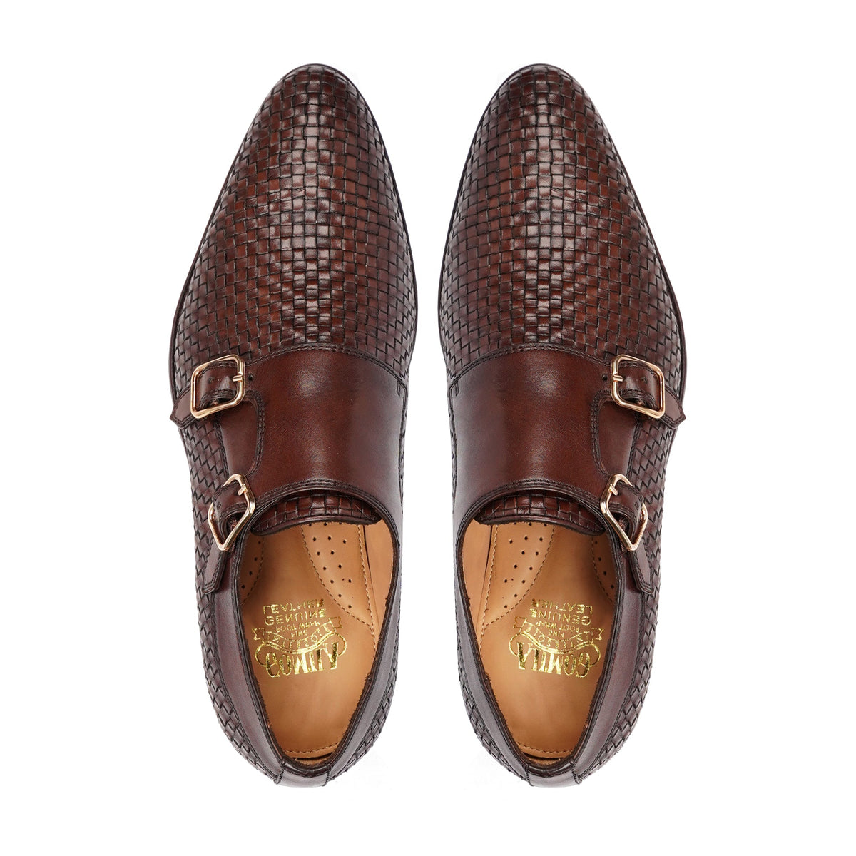 Bihar - Men's Reddish Brown Hand Woven Calf Leather Double Monkstrap