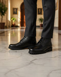 Axton - Men's Black Pebble Grain Leather Boots