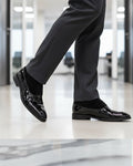 Aristo - Men's Black Patent Leather and Kid Suede Oxford Shoe
