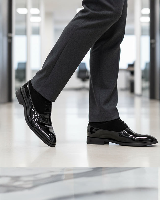 Aristo - Men's Black Patent Leather and Kid Suede Oxford Shoe