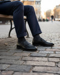 Jefey - Men's Black Pebble Grain Leather Loafer
