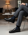 Jefey - Men's Black Pebble Grain Leather Loafer