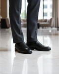Jefey - Men's Black Pebble Grain Leather Loafer