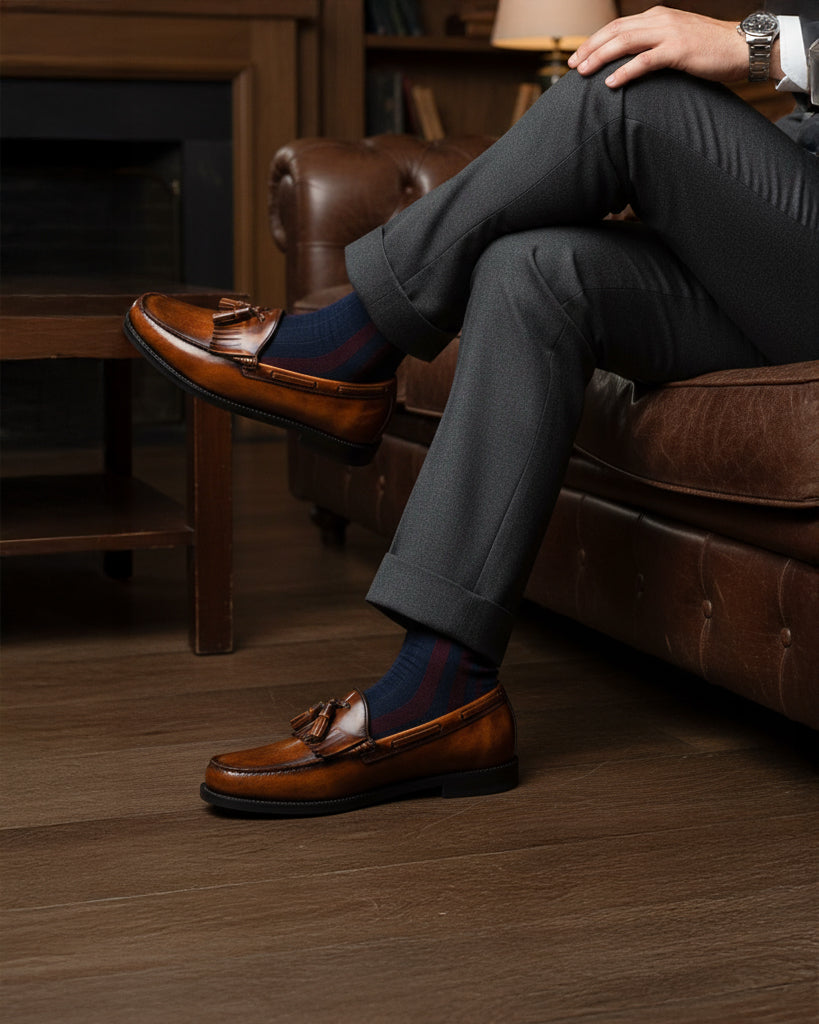 Etom - Men's Burnished Tan Box Leather High Shine Loafer