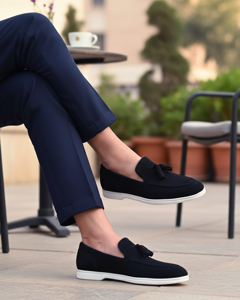 Walmer - Men's Dark Blue Suede Loafer