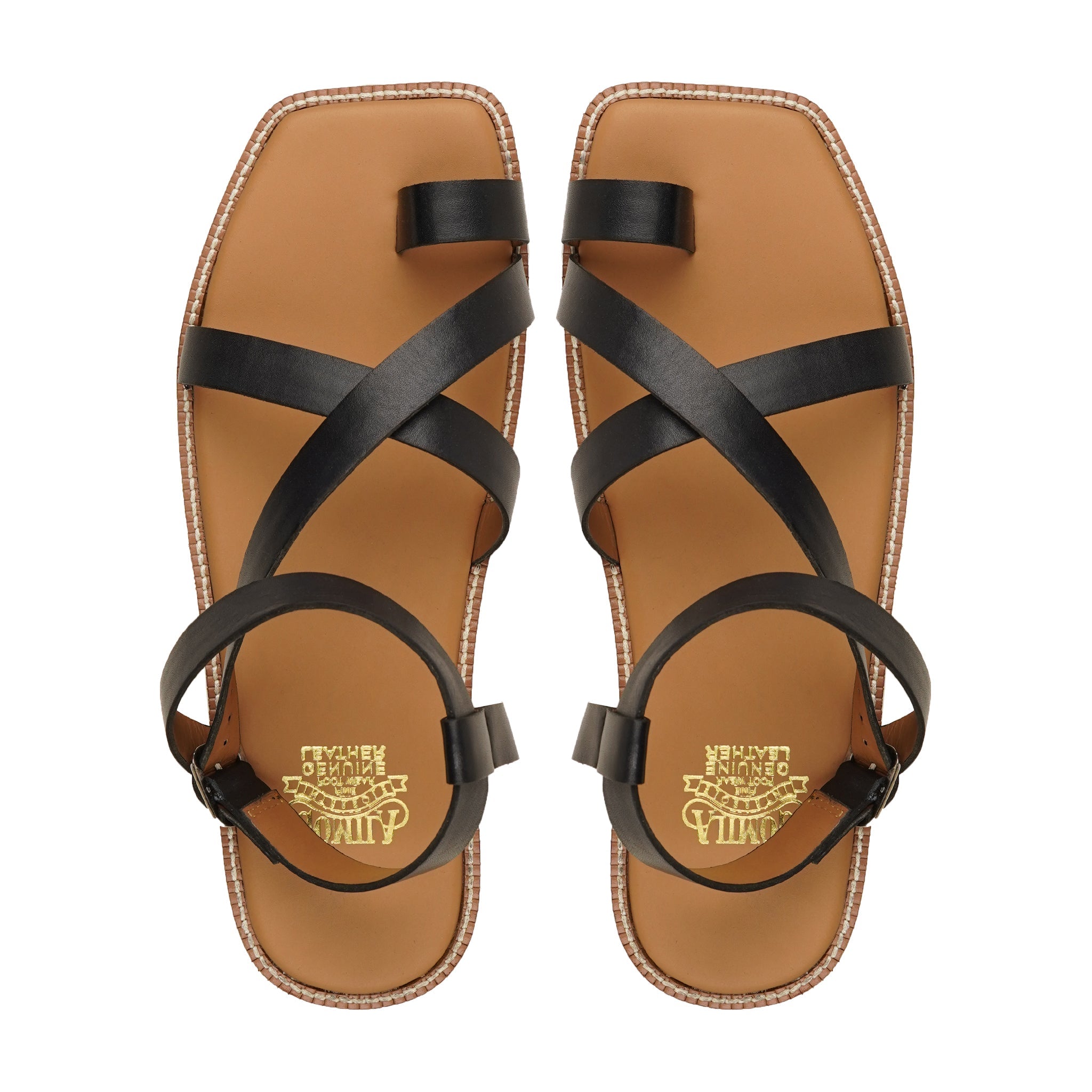 Cremona - Men's Black Calf Leather Sandal