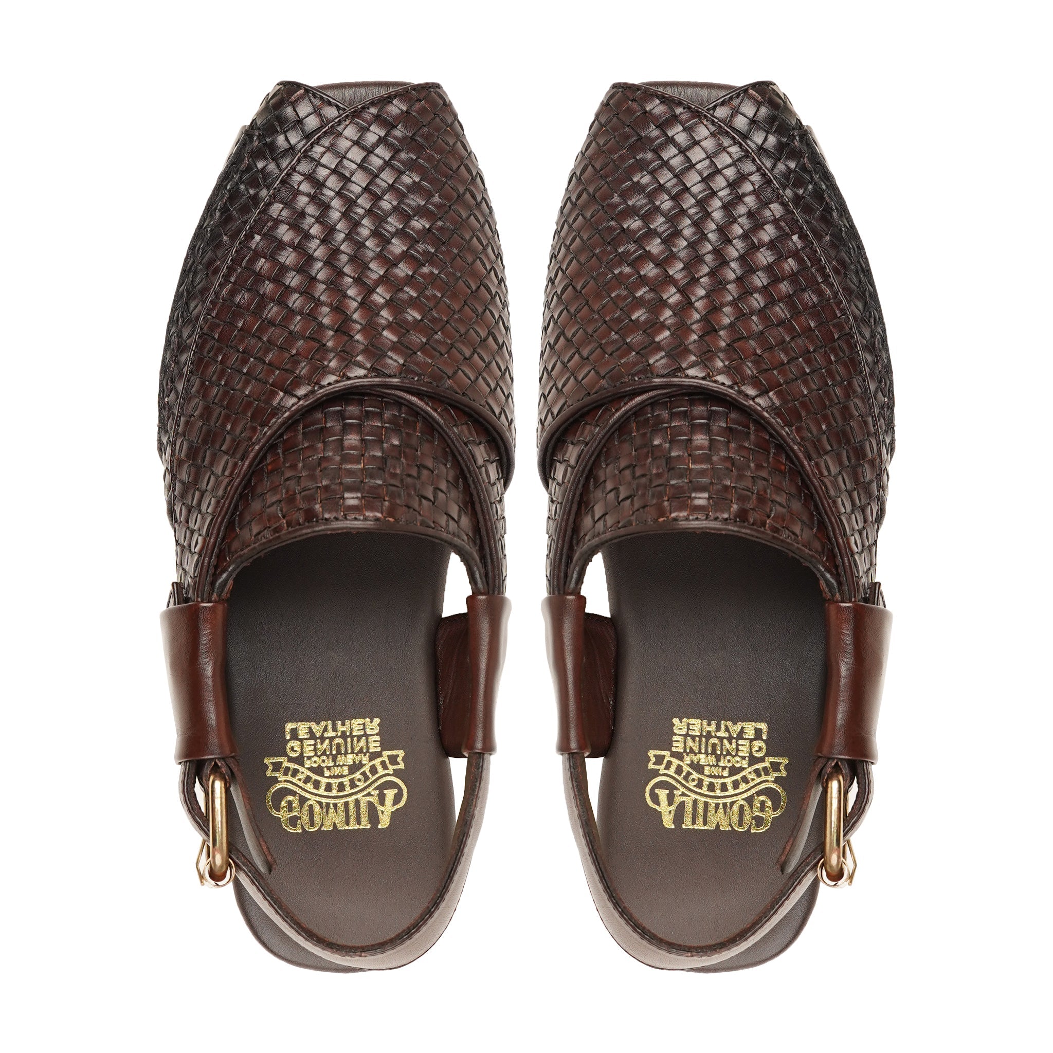 Vorginia - Men's Dark Brown Hand Woven Calf Leather Sandal