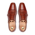 Alingsas - Men's Reddish Brown Hand Woven Calf Leather Double Monkstrap