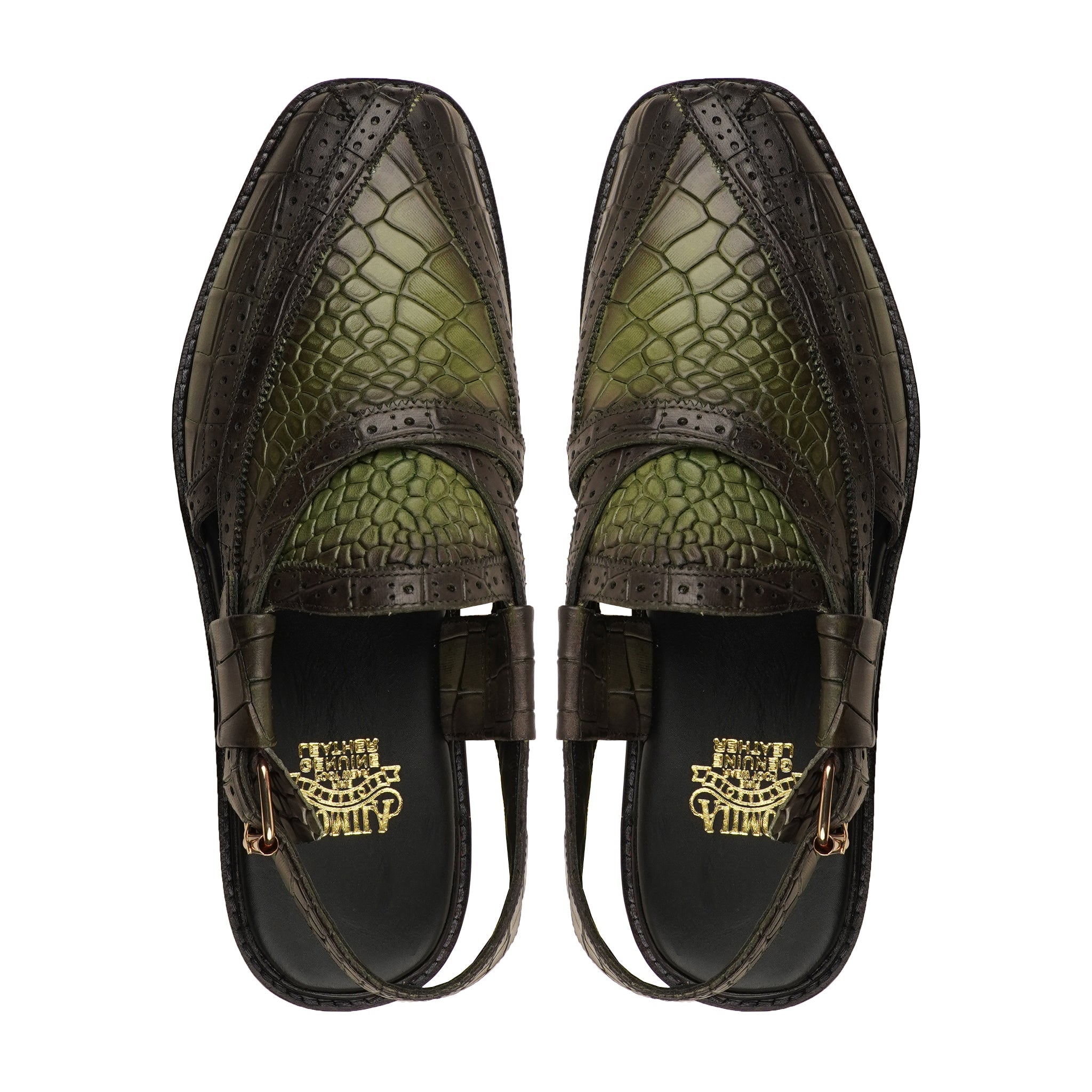 Tsukiko - Men's Burnished Olive Green Calf Leather Sandal