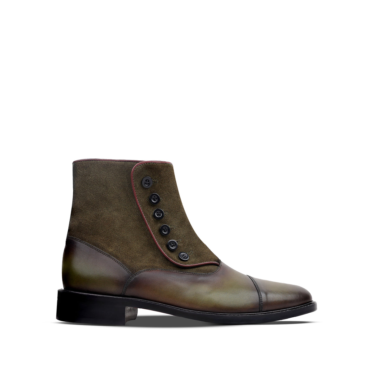 Trent - Men's Burnished Green Calf Leather & Suede Boot