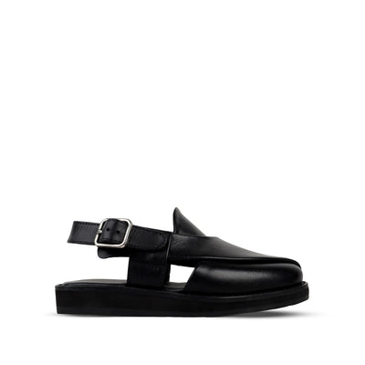 Evan - Children’s Black Calf Leather Sandal
