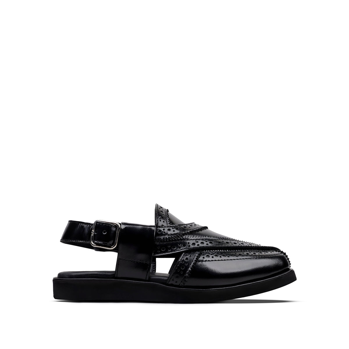 Nate - Children’s Black Box Leather Sandal