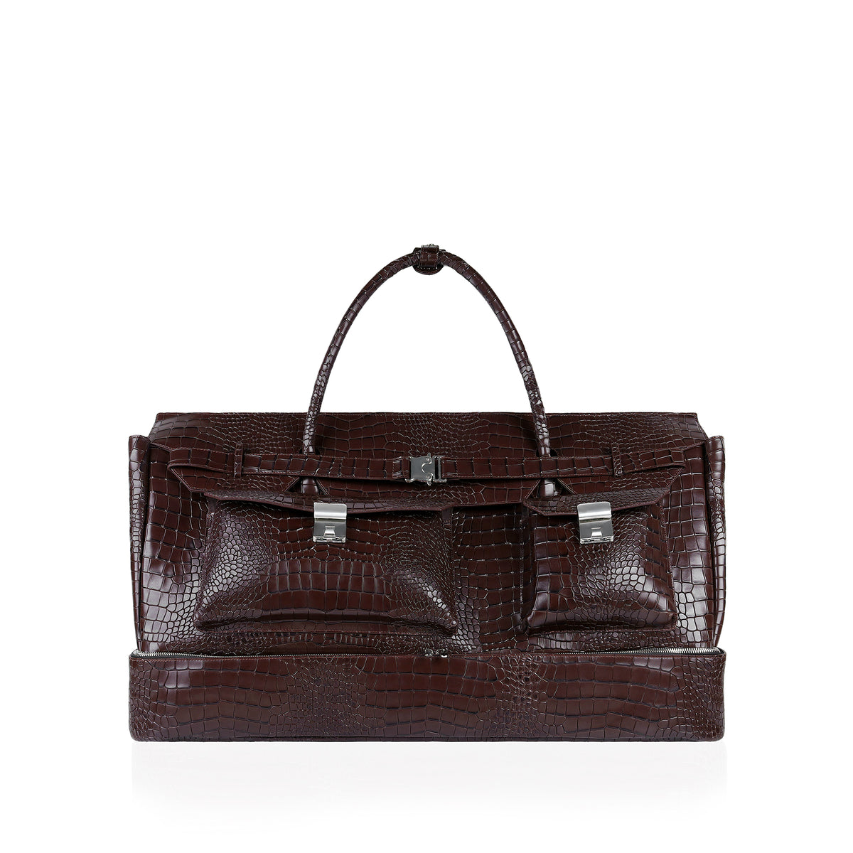 Xavi - Men's Dark Brown Crocodile Texture Travel Bag