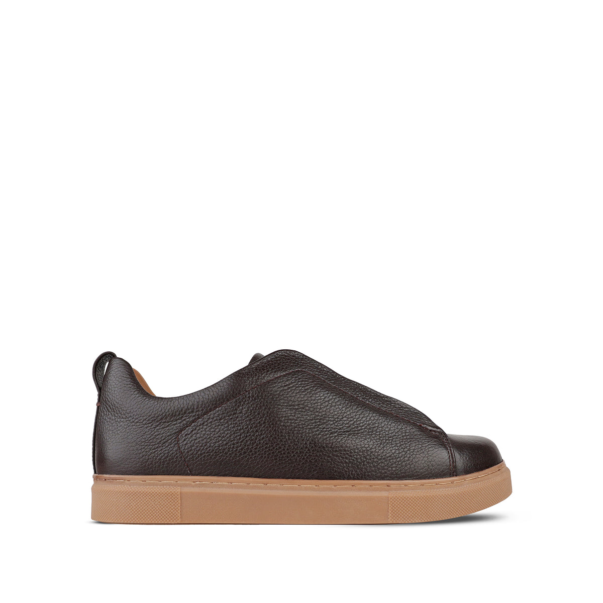 London - Men’s Dark Brown Pebble Grain Leather Sneaker