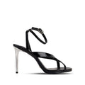 Nora - Women's Black Crocodile Print Strapped 90mm Heels