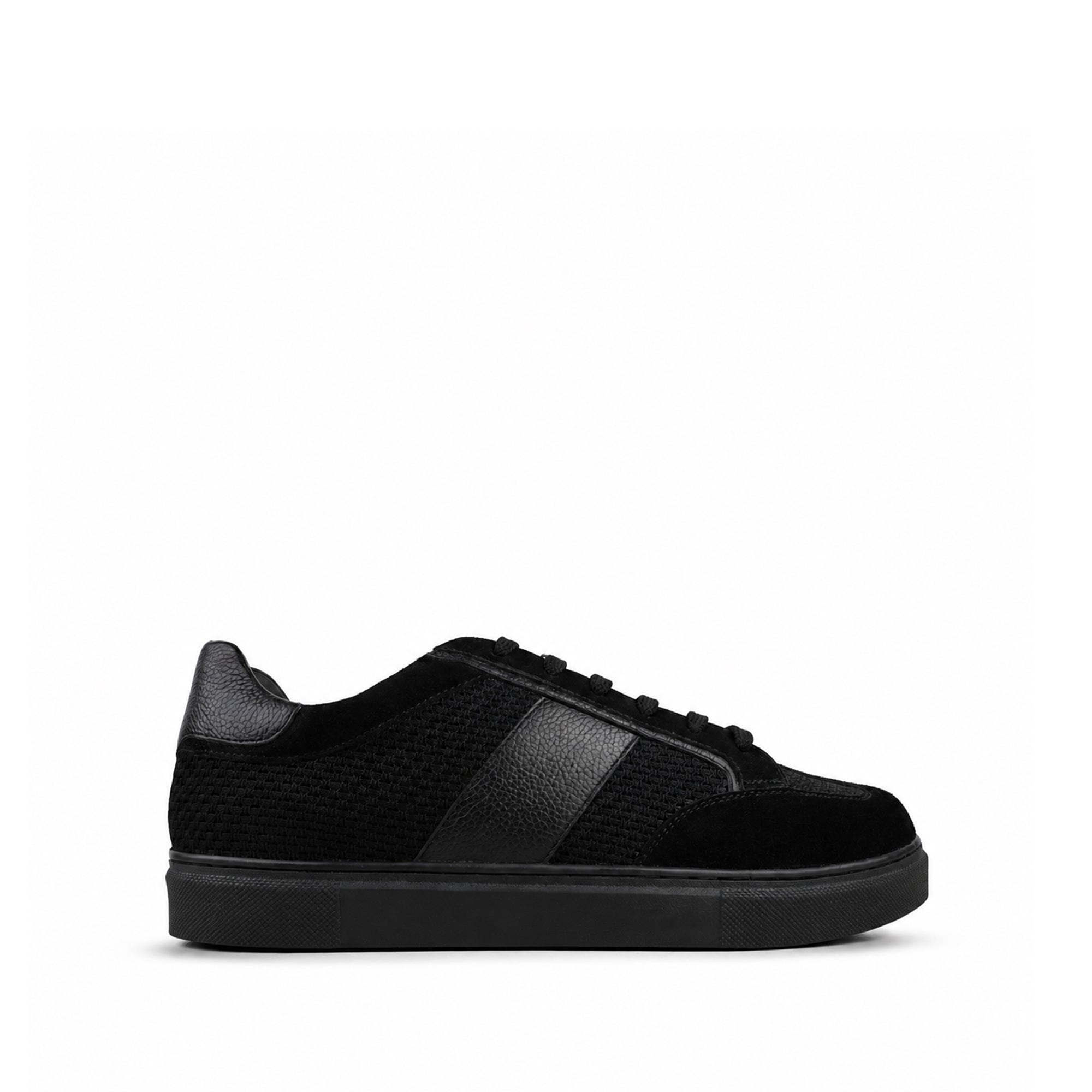 Nico - Men's Black Suede and Mesh Fabric Sneaker