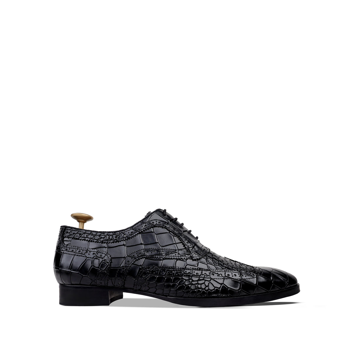 Tula - Men's Black Crocodile Leather Oxford Shoe
