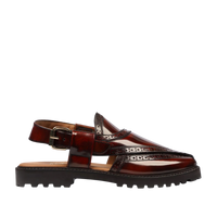 Brooklyn - Men's Oxblood Box Leather High Shine Sandal
