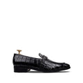Heath - Men's Black Crocodile Printed Loafer