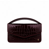 Victoria  - Oxblood Crocodile Textured Micro Bag