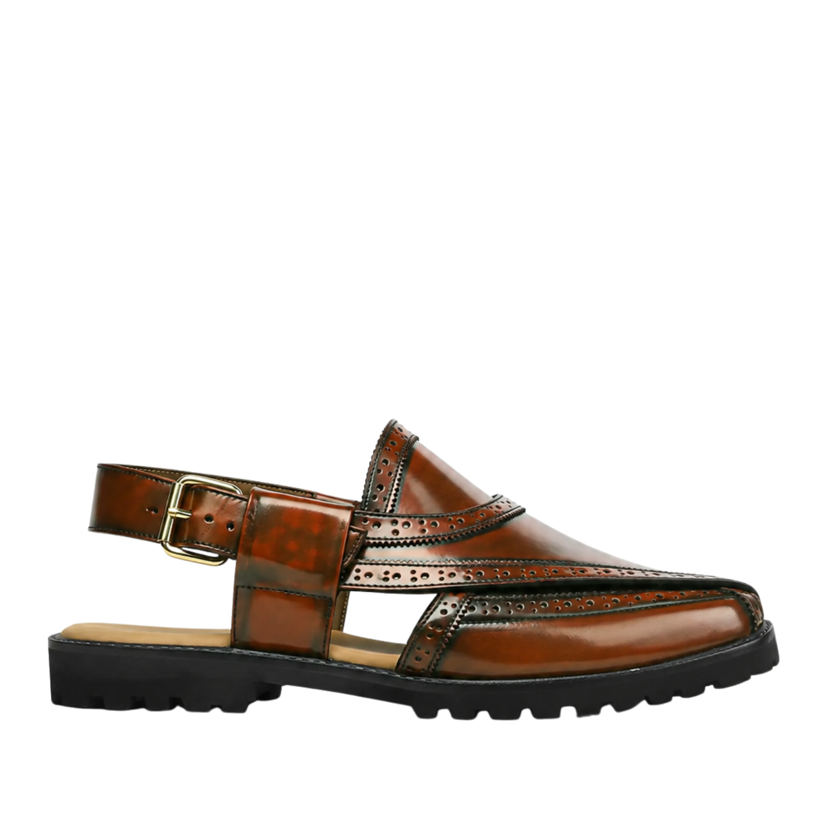 Brooklyn - Men's Tan Box Leather High Shine Sandal
