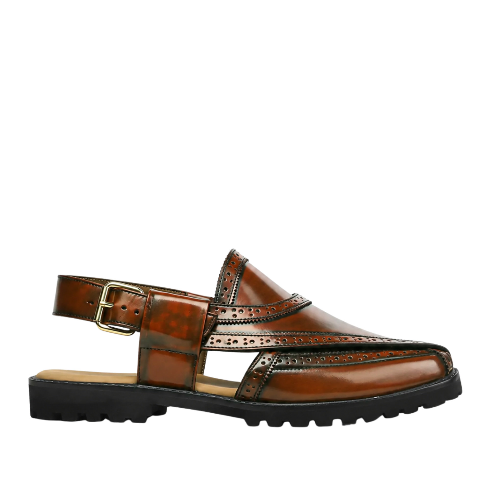 Brooklyn - Men's Tan Box Leather High Shine Sandal